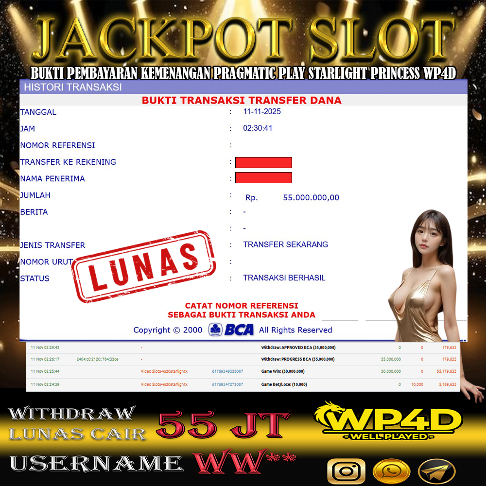 WP4D JACKPOT PRAGMATIC SLOT STARLIGHT PRINCESS Rp.55.000.000,- LUNAS